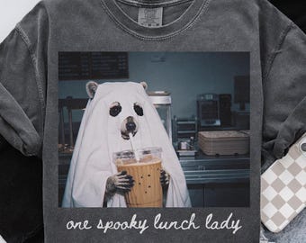 Comfort Colors Lunch Lady Shirt, Halloween Raccoon Cafeteria Worker Team Appreciation T-Shirt, Food Service Tee, Department Gifts Squad