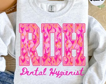 Sweat-shirt d'hygiéniste dentaire Y2K Flames, col rond pour étudiant en école dentaire, cadeaux de remise des diplômes, chemise de l'équipe de cabinet dentaire, mignon, tendance