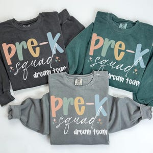 Comfort Colors Pre-K Team Sweatshirt, Teacher Sweatshirt, Preschool Crewneck, Back to School Tee, Pre K Department Gifts, Crew, Squad
