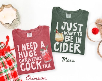 Christmas Couples Inappropriate Rude Shirts Comfort Colors Vulgar Pajamas Funny Matching Xmas Drinking December Tshirt Honeymoon Holiday