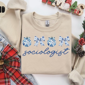 Socioloog kersttrui, sociologiesweater, cadeaus voor vrouwen, trui, ronde hals, lange mouw, gezellig