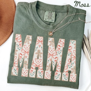 Christmas Mama Comfort Colors Shirt, Mom Shirt, New Mother Tshirt, Cute Gift For Mom, Trendy Santa Tee, First Xmas Gifts, Pregnancy Reveal