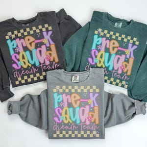 Comfort Colors Pre-K Team Sweatshirt, Teacher Sweatshirt, Preschool Crewneck, Back to School Tee, Pre K Department Gifts, Crew, Squad
