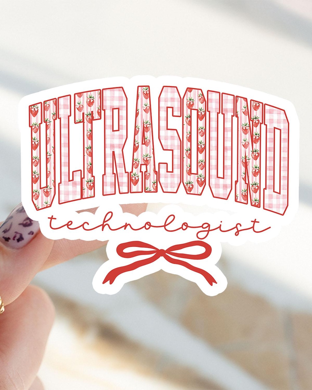 Ultrasound Technologist Sticker, Graduation Strawberry Kiss Cut Sticker ...