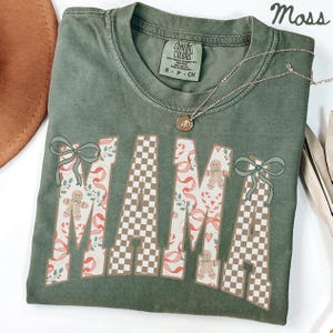 Christmas Mama Comfort Colors Shirt, Mom Shirt, New Mother Tshirt, Cute Gift For Mom, Trendy Santa Tee, First Xmas Gifts, Pregnancy Reveal