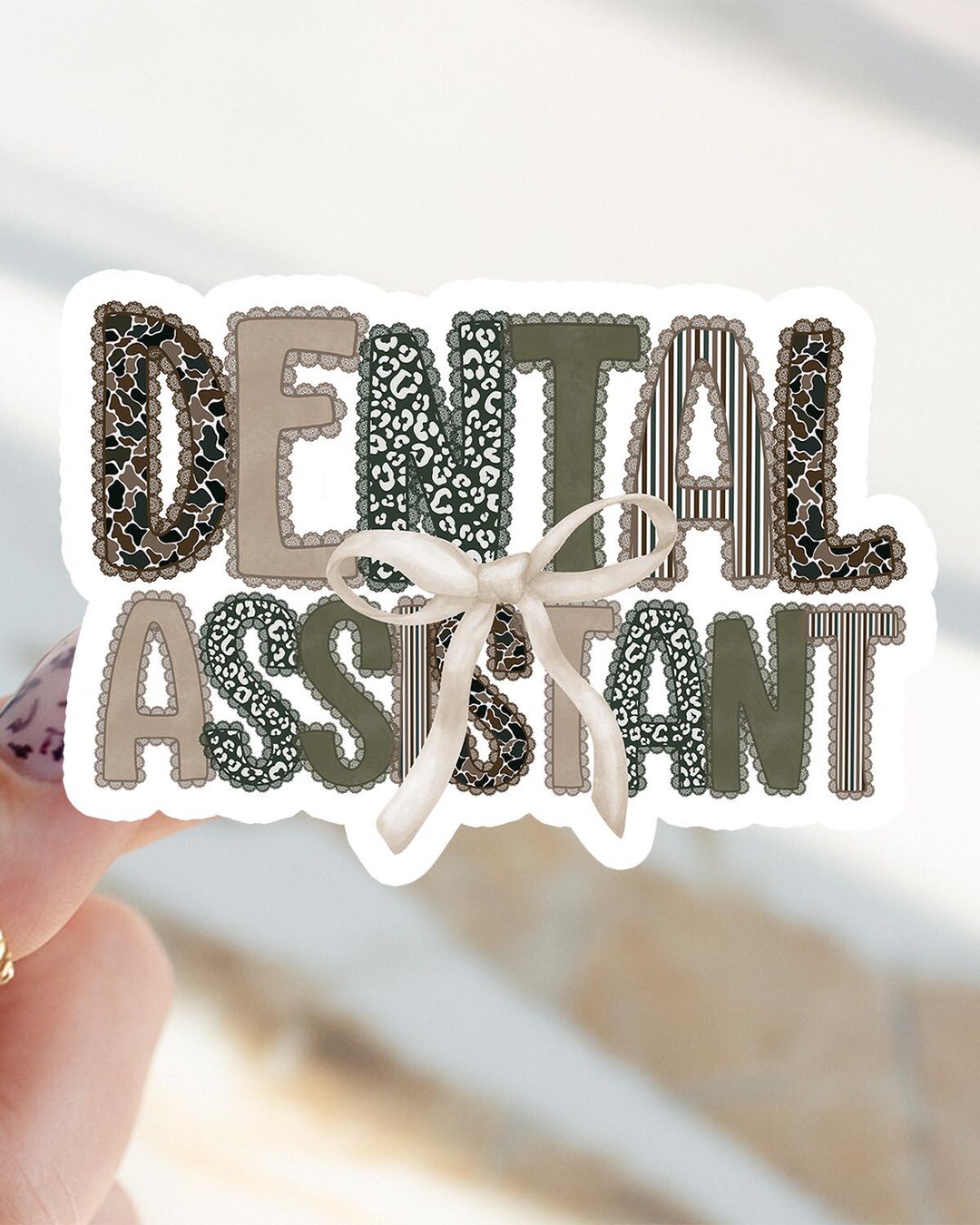 Dental Assistant Sticker, Graduation Lace Camo Kiss Cut Sticker, Gifts ...
