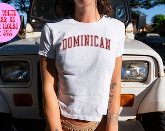 Dominican Republic Baby Tee, SNUG FIT, Gifts, Shirt, Tshirt for Her, Women, Trendy, Aesthetic, 90s Y2K, Summer, Pink Blue White Sport Grey