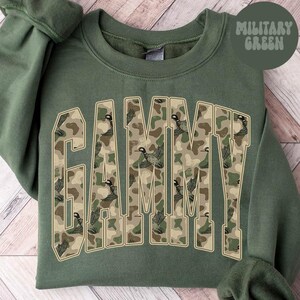 Duck Camo Gammy Sweatshirt, Grandma Shirt, Mothers Day Gifts New Grandma Crewneck, Grandmother Crew Neck