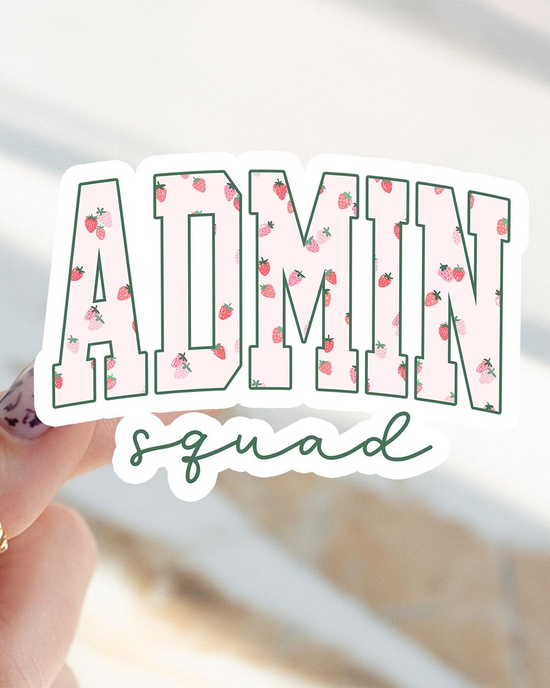 Admin Sticker, Administrative Assistant Strawberry Kiss Cut Sticker ...