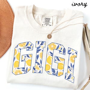 Gigi Comfort Colors Shirt, Grandma T-Shirt, Mother&#39;s Day Gifts, New Grandmother Tee, Womens, Summer Lemon
