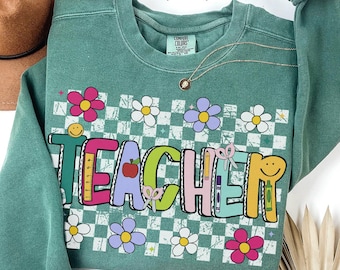 Felpa Comfort Colors Teacher Team, Felpa con cappuccio per insegnanti, Felpa con cappuccio per il ritorno a scuola, Maglietta di gruppo, Regali per il dipartimento degli insegnanti