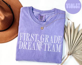 Camiseta Comfort Colors para a primeira série, camisetas do time de professores, camiseta da primeira série, volta às aulas, presentes do departamento da primeira série, equipe