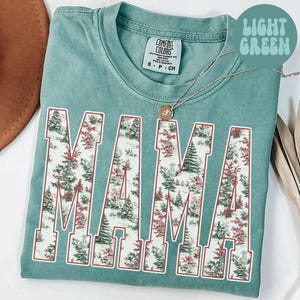 Christmas Mama Comfort Colors Shirt, Mom Shirt, New Mother Tshirt, Cute Gift For Mom, Trendy Santa Tee, First Xmas Gifts, Pregnancy Reveal