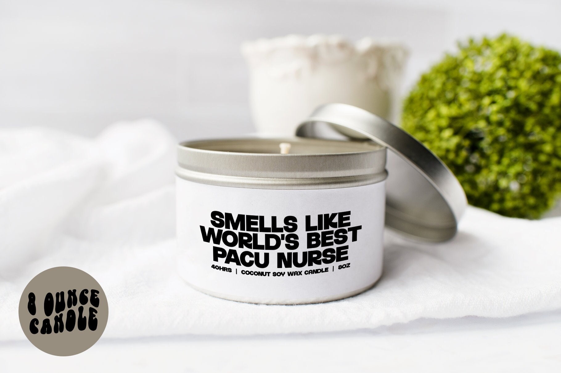 PACU Nurse Candle, Gifts, Tin, Coconut Soy Wax, Scented, Aromatherapy, Vanilla, Coffee, Home Office Decor