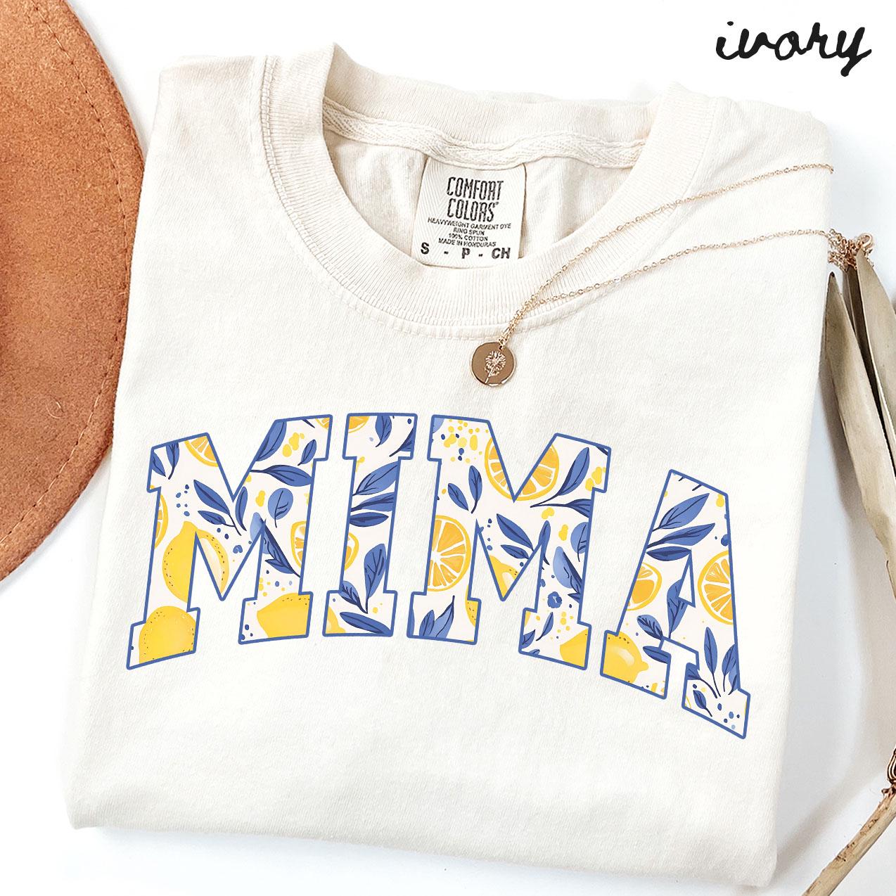 Mima Comfort Colors Shirt, Grandma T-Shirt, Mother's Day Gifts, New Grandmother Tee, Womens, Summer Lemon