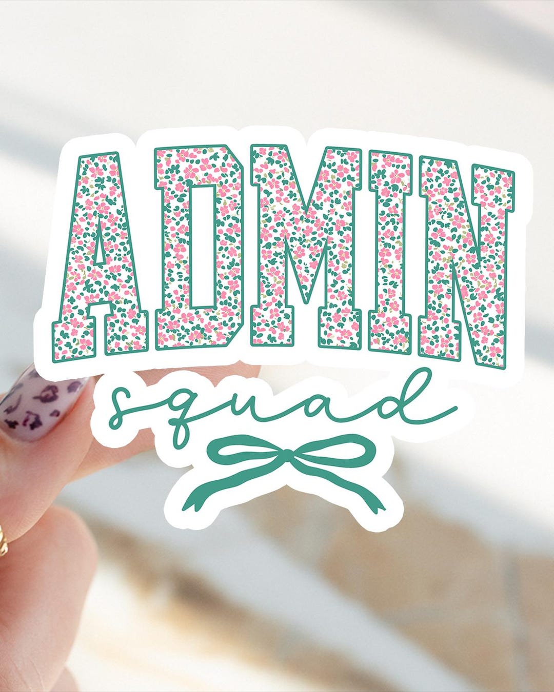 Hello Admin Sticker Admin Sticker, Front Office Graduation Pink Ditsy Floral Bow Kiss Cut ...