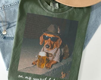 Comfort Colors Dachshund Oktoberfest Shirt, Weenie Dog Octoberfest T-Shirt, Funny Wiener Drinking Tees, German Beer Festival Tshirt