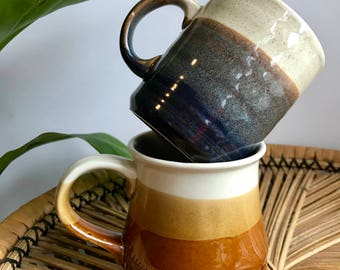 vintage ceramic mugs / set of 2 mugs from England