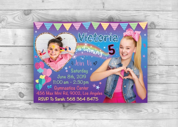 Jojo Siwa Invitation Photo for Bow Birthday Party, Printable Jojo Siwa Party Supplies, Custom Digital Jojo Siwa Invite Card