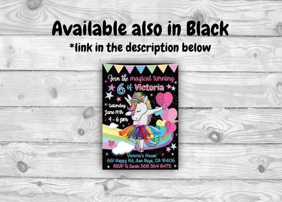 Magical Unicorn Invitation For Girl Birthday Party Sweet Unicorn Invite In Tutu Printable Download Card - gv read description roblox