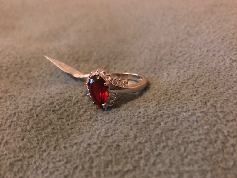Red Ruby sterling silver ring