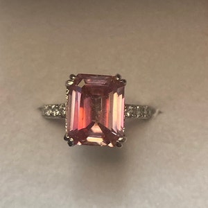 Natural pink diamond 5ct sterling silver ring