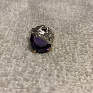 30 carats natural amethyst sterling silver ring