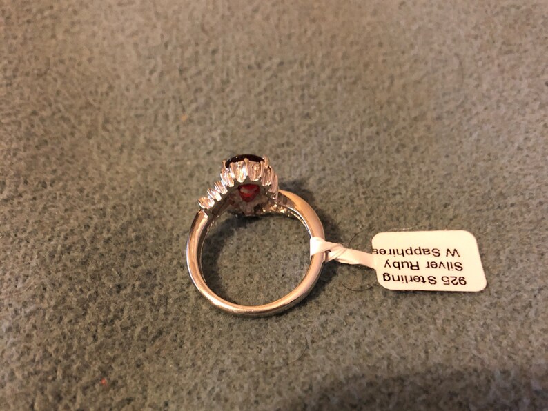 Red Ruby sterling silver ring