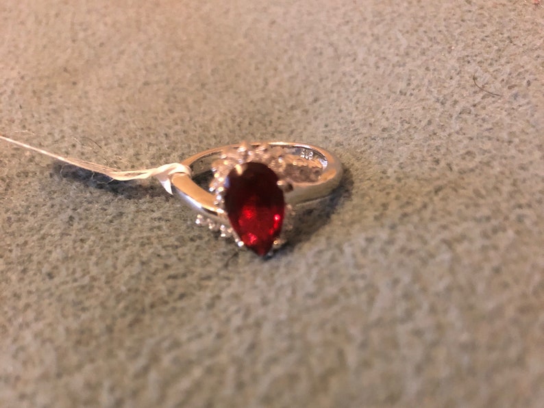 Red Ruby sterling silver ring
