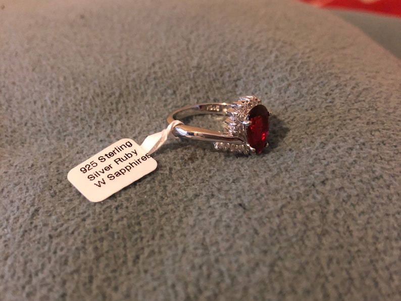 Red Ruby sterling silver ring
