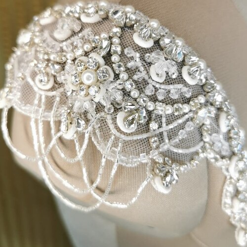 Wedding Dress Straps Bridal Cap-sleeve Crystal Straps | Etsy