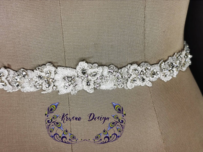 Bridal sash, bridal belt, wedding dress, wedding strap, bridal trim, belts, sashes, trim, beaded belt, beaded sashes image 2