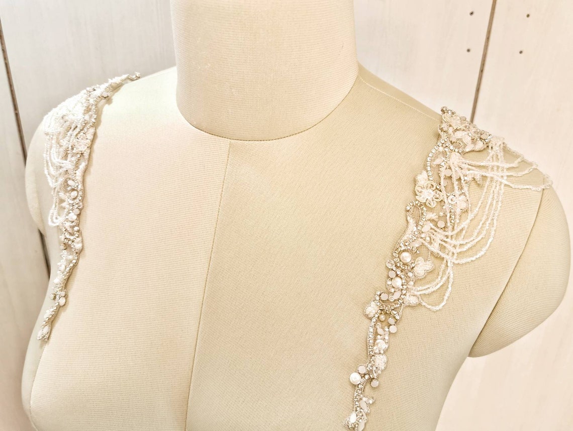 Bridal straps beaded shoulder straps pearl shoulder straps Etsy