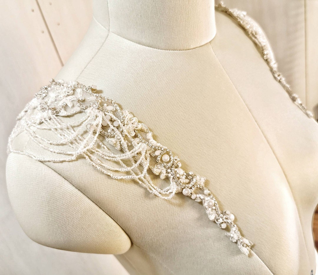 Bridal Straps, Beaded Shoulder Straps, Pearl Shoulder Straps, Wedding