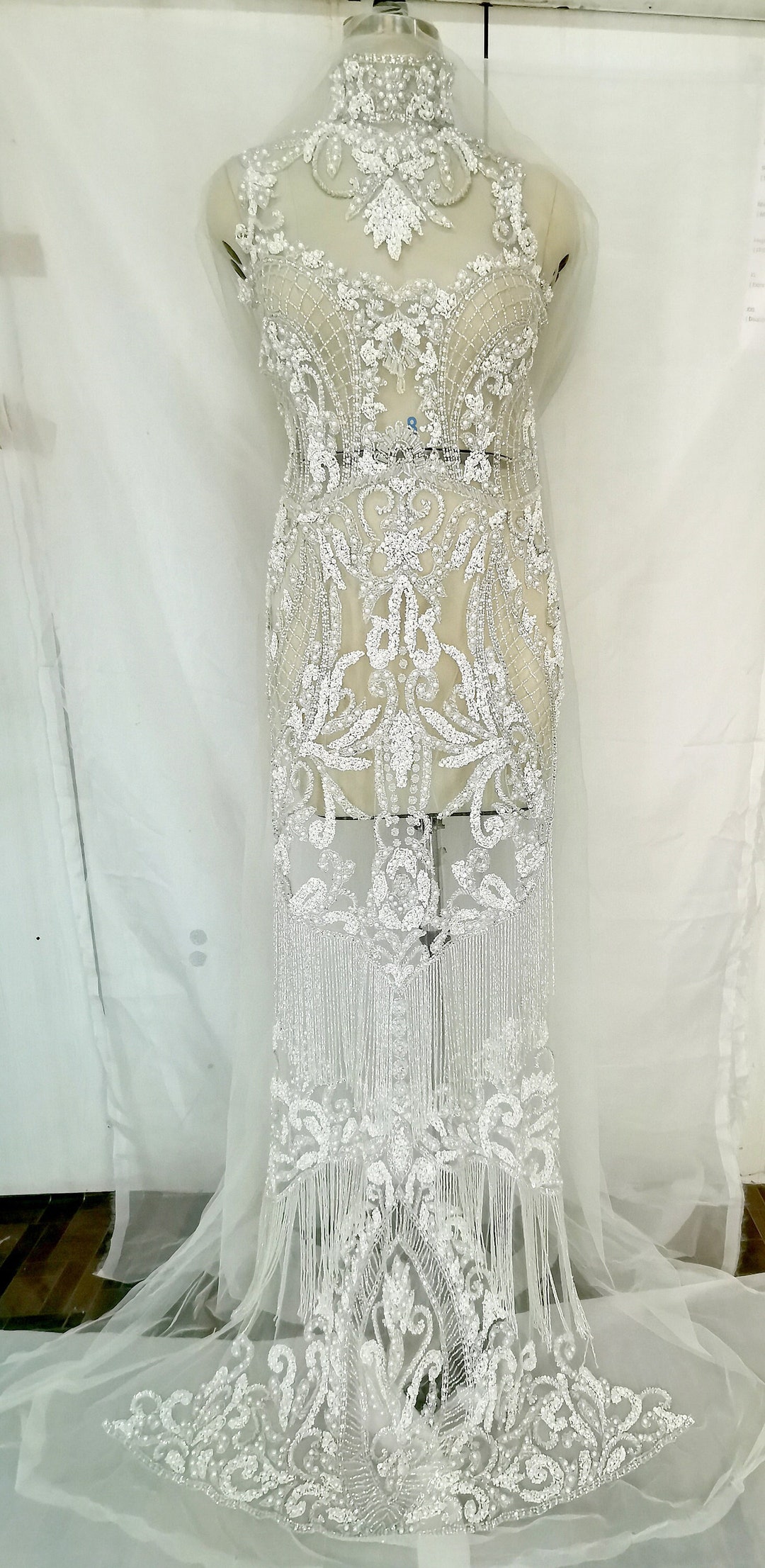 Beaded Dress Panel, Embroidery Dress Panel, Stone Beaded Dress, Party