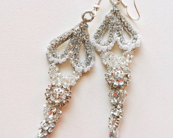 Rhinestone bridal earrings crystal stone earrings statement wedding earrings silver bridal earrings