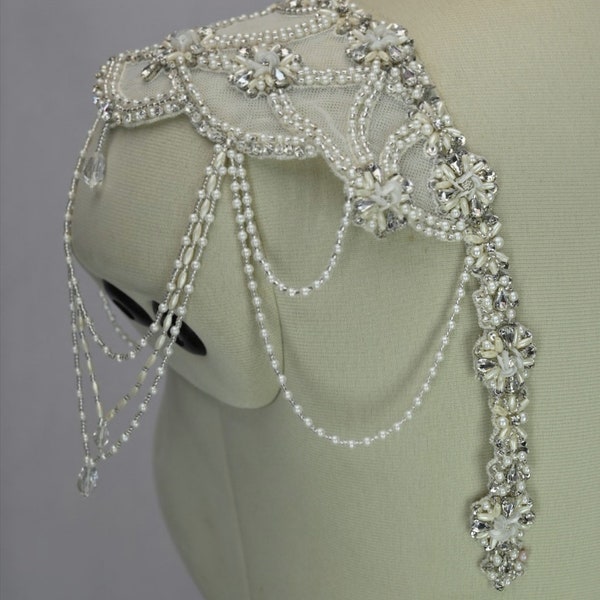 Bridal straps, detachable straps, wedding dress straps, beaded detachable cap sleeve, shoulder straps, shoulder cover up, shoulder jeweller