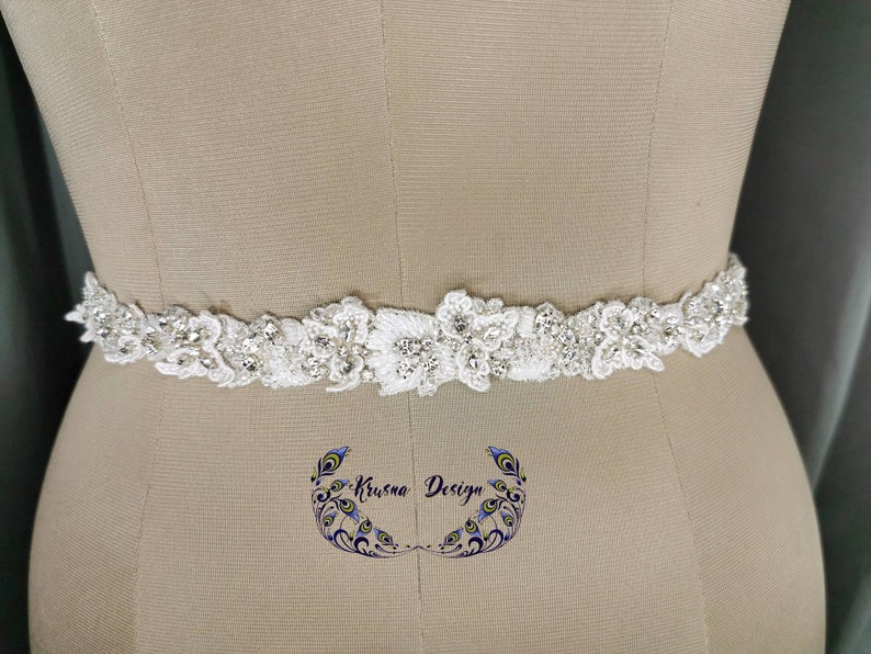 Bridal sash, bridal belt, wedding dress, wedding strap, bridal trim, belts, sashes, trim, beaded belt, beaded sashes image 1