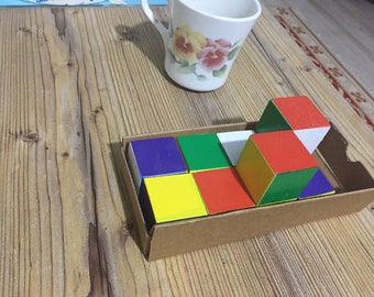 Preschool Cubes | Pattern Builder | Volume & Area Practice | Wooden Cubes Craft | Wooden Cubes Craft Ideas | Wood Block | Wood Project