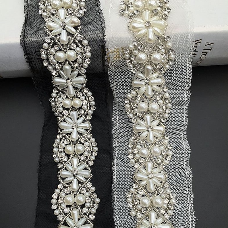 beading trims dress decorative supplies crafting,sewing Applique Sell By The Yard DIY Materials,Width 2.2 inches beaded lace trim