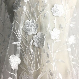 Floral wedding lace fabric by the yard tulle embrodery lace fabric bridal gown lace fabric for party dress,Width 51 inches