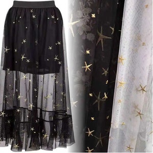 Stars Embroidery Lace Fabric Soft Mesh Fabric Wedding Dress Veil Costume Supplies,DIY Handmade,Width 51 inches