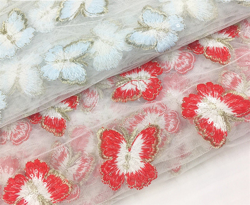 Paillettes papillon brodé dentelle tissu par yard, mariage robe de mariée maille tissu, matériel de bricolage, largeur 51 pouces Paillettes papillon brodé dentelle tissu par yard, yard, yard, mariage robe de mariée maille tissu, matériel de bricolage, largeur 51 pouces 9c1932