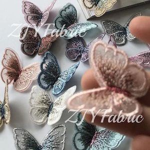 6 stuks mini organza vlinder geborduurde naai patch, naai patch appliqué voor kleding, jurk, hoed, jeans, doe-het-zelfaccessoires