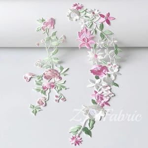 Toppa ricamata con fiori rosa, da stirare/cucire, per creazioni artigianali, stemmi applicati, vestiti, abiti, cappelli, jeans