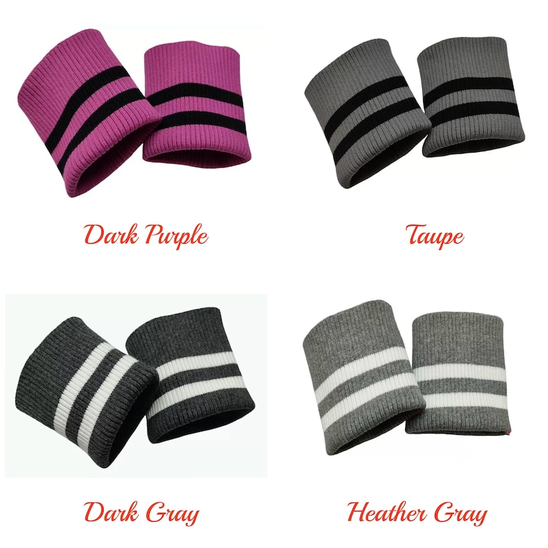 Thick Cotton Elastic Rib Cuffing, 2×2 Rib Knit Seamless Cuff Fabric, for Sleeves, Bomber Jackets, Matching, 1 Pair (2 Pieces) image 4