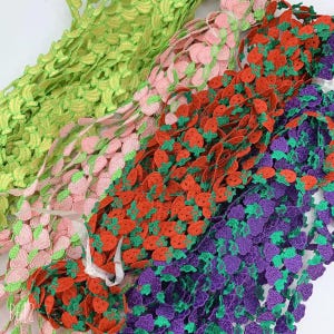Strawberry Embroidery Lace Trim: 1.5cm Wide, Sew-On Applique