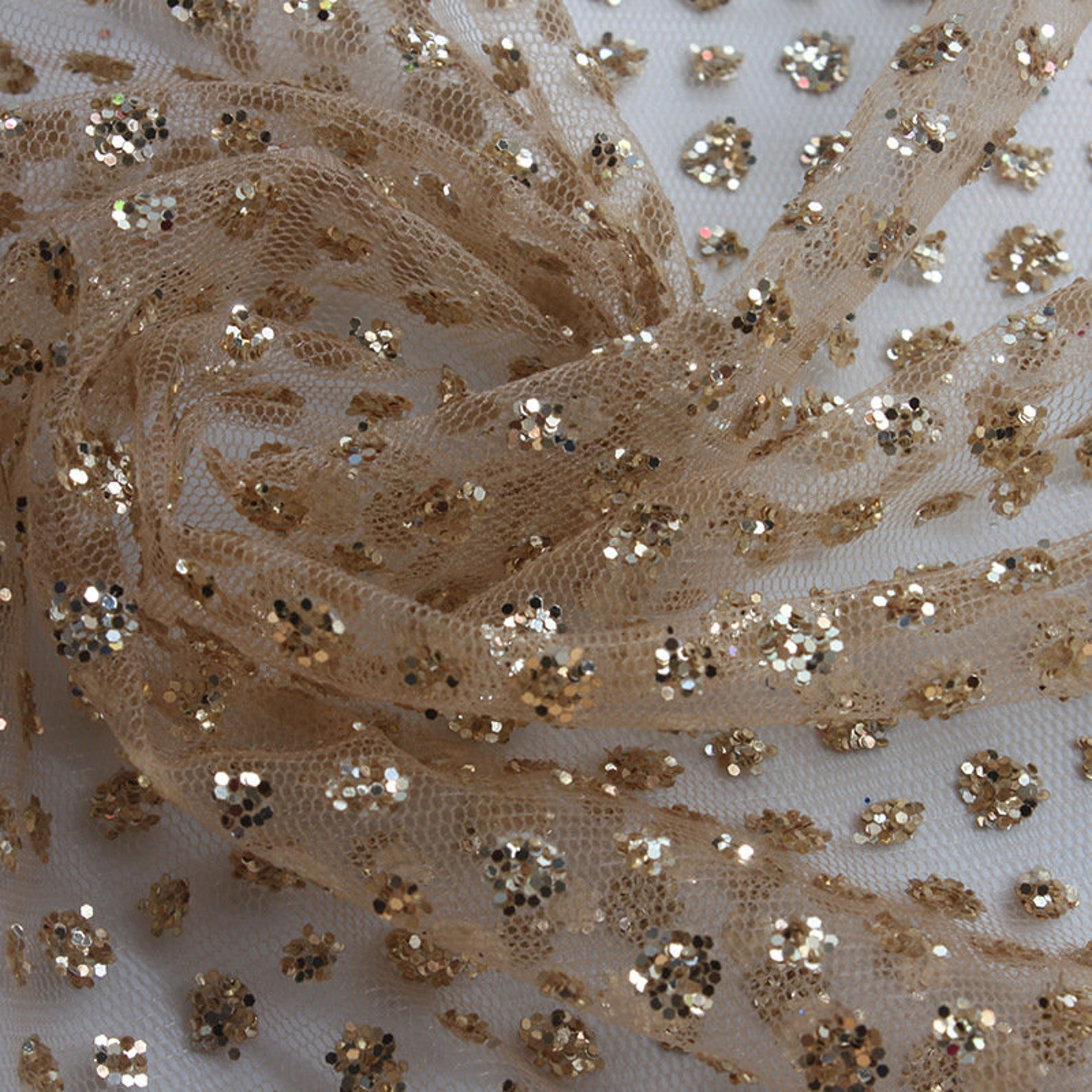 Gold Sequin Lace Fabric by the Yard Tulle Embrodery Lace Etsy
