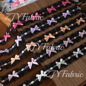 Black Bow Venice Lace Trim: 3.5CM Wide, Sewing & Doll Design