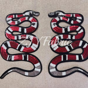 1 Paar Pailletten Schlange Patch, Aufnäher zum Aufbügeln Schlange Aufkleber, Applikationen Patch zum Basteln, Applikationen Abzeichen, Applikationen für Kleidung, Kleid, Hut, Jeans